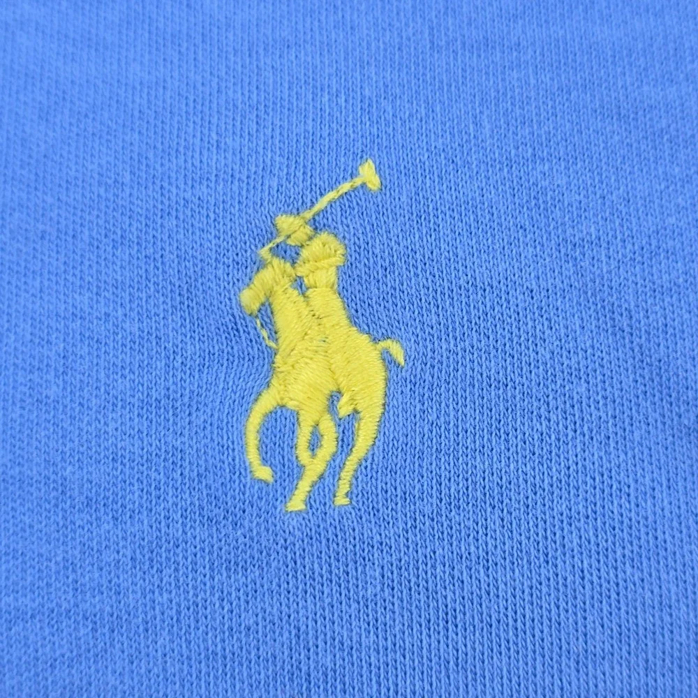 Polo Ralph Lauren Polo Shirt Mens Large Blue Yellow Pony Short Sleeve Jersey